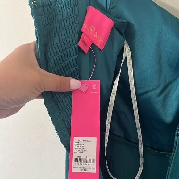 Lilly Pulitzer Kavia Jumpsuit Hosta Green Jumpsuit Size 8 NEW - Picture 10 of 11